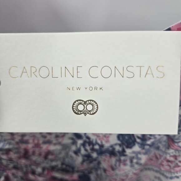 Caroline Constas White Diamond Floral Bohemian Tired Maxi Dress Small FLAW - Picture 12 of 16